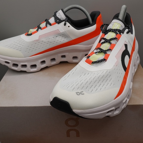 ON Cloudmonster Women's Size 9.5W Undyed-White / Flame Running Gym 61.98083 NEW - Picture 1 of 10